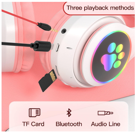 Auriculares Bluetooth Orejas De Gato RGB