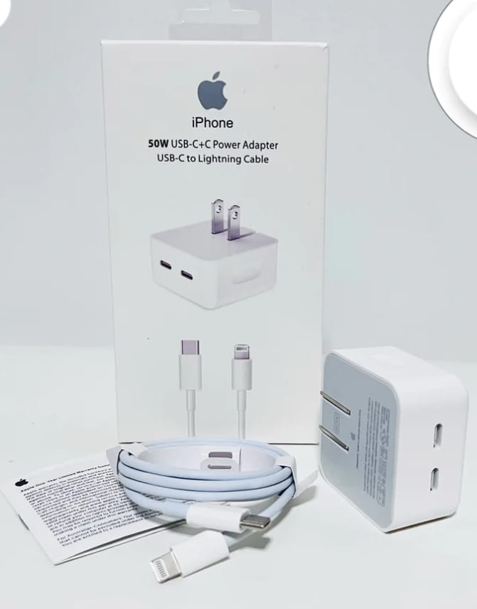 CARGADOR APPLE DE 50W PARA IPHONE CARGA UTRA RAPIDA