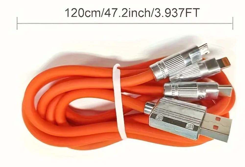 Cable 3 en 1, Súper Resistente y Ultra Rápido Siliconado de 7 Milimetros