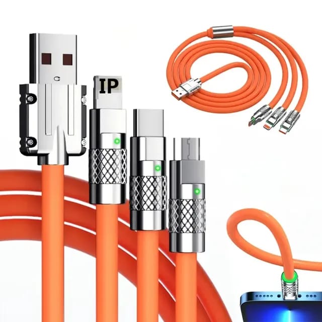 Cable 3 en 1, Súper Resistente y Ultra Rápido Siliconado de 7 Milimetros