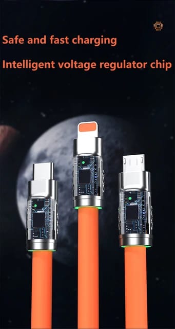 Cable 3 en 1, Súper Resistente y Ultra Rápido Siliconado de 7 Milimetros