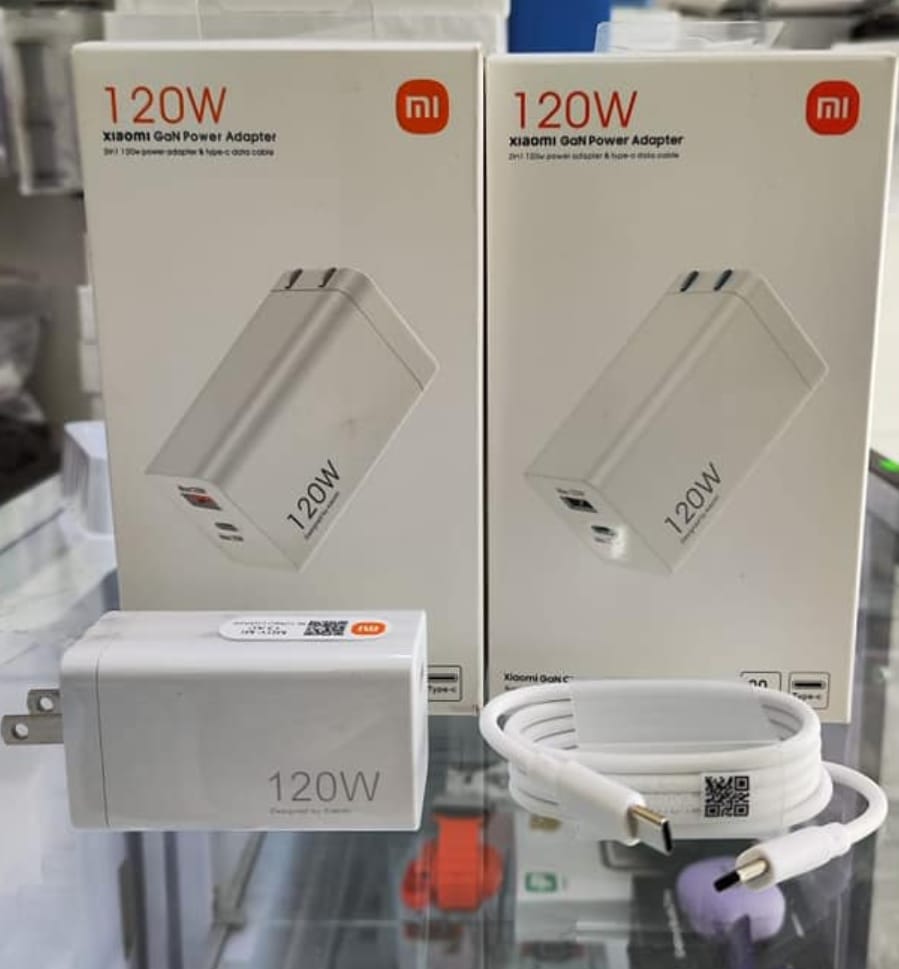 Cargador Xiaomi de 120W Doble Puerto Con Cable Tipo C Carga Ultra Rapida