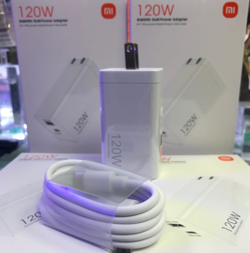 Cargador Xiaomi de 120W Doble Puerto Con Cable Tipo C Carga Ultra Rapida