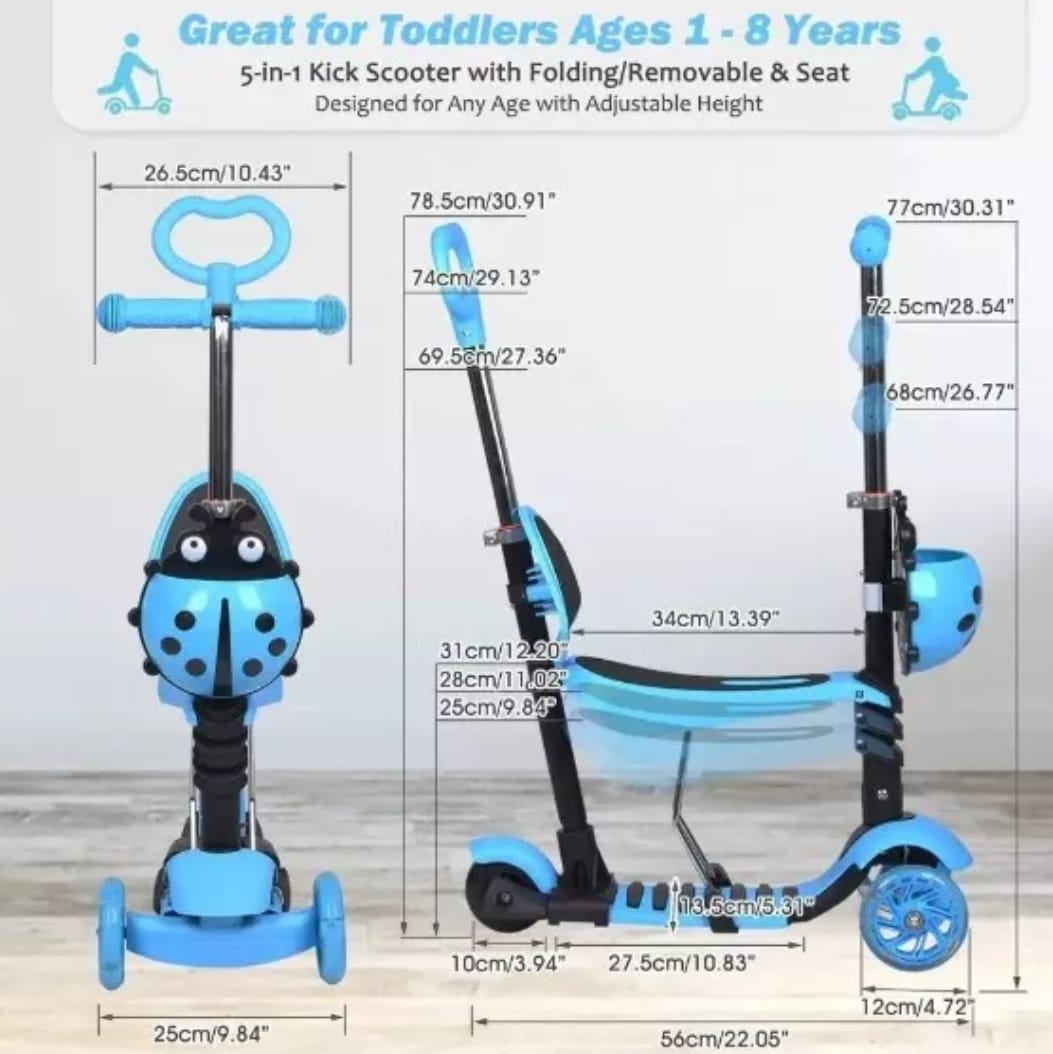 Patineta 5 en 1 para Niños de 2 a 6 Años