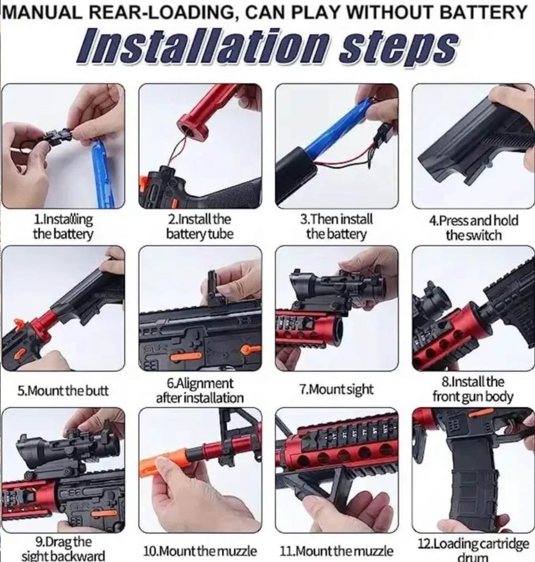 Rifle Realista Pistola de Hidrogel M416 Con Accesorios Full