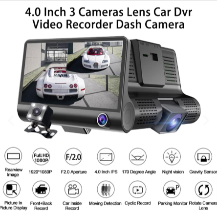 Cámara DVR para Carro con 3 Lentes Full HD: Seguridad y Visión Total en la Carretera