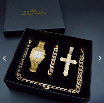 COMBO CUBANO RELOJ - CADENA - PULSERA CALIDAD PREMIUM