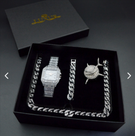 COMBO CUBANO RELOJ - CADENA - PULSERA CALIDAD PREMIUM