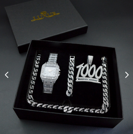 COMBO CUBANO RELOJ - CADENA - PULSERA CALIDAD PREMIUM