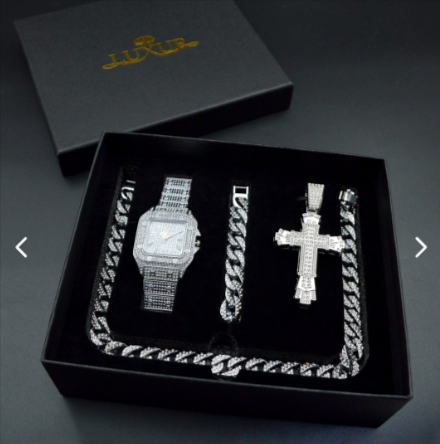 COMBO CUBANO RELOJ - CADENA - PULSERA CALIDAD PREMIUM