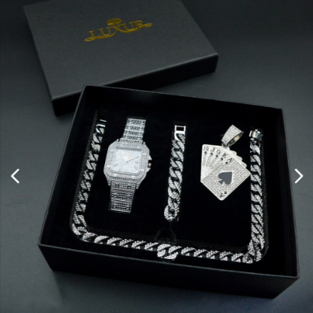 COMBO CUBANO RELOJ - CADENA - PULSERA CALIDAD PREMIUM