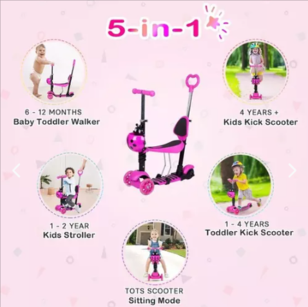 Patineta 5 en 1 para Niños de 2 a 6 Años