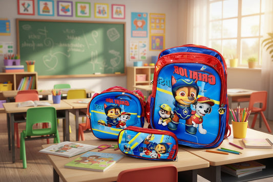 Set de Maleta Escolar Infantil x3 con Diseño 3D y Luces LED (Maleta + Lonchera + Cartuchera)