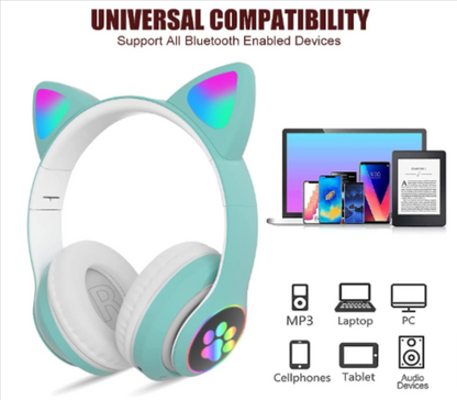 Auriculares Bluetooth Orejas De Gato RGB