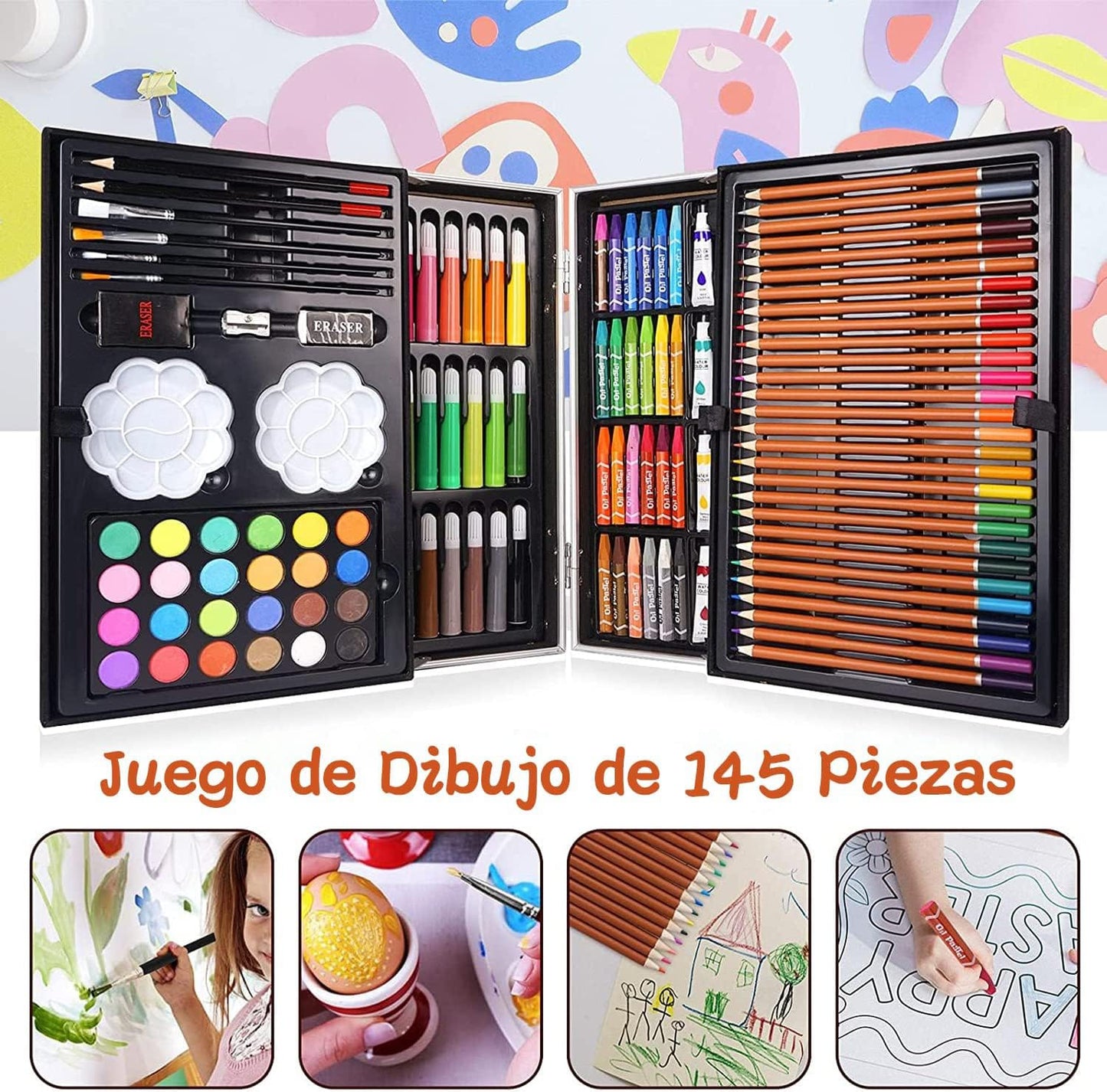 SET DE ARTE Y DIBUJO MALETA METÁLICA 145 PIEZAS🎨