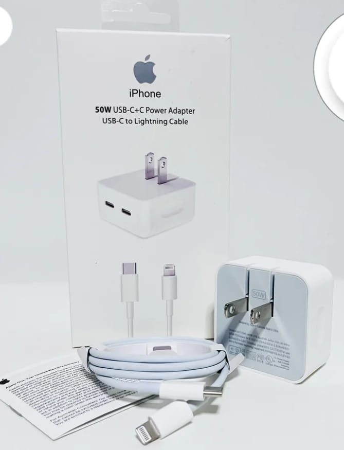 CARGADOR APPLE DE 50W PARA IPHONE CARGA UTRA RAPIDA