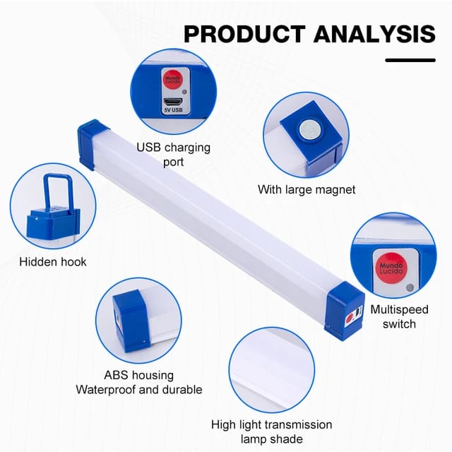 Lampara Led Recargable Emergencia 32 Cm - 60w