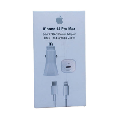 CARGADOR DE IPHONE DE 20 W PARA CARRO CON CABLE DE DATOS DE 1 METRO