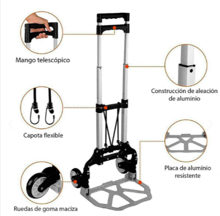 Carretilla Zorra Carro Plegable Multifunciones 80kg + Pulpo