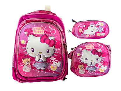 Set de Maleta Escolar Infantil x3 con Diseño 3D y Luces LED (Maleta + Lonchera + Cartuchera)