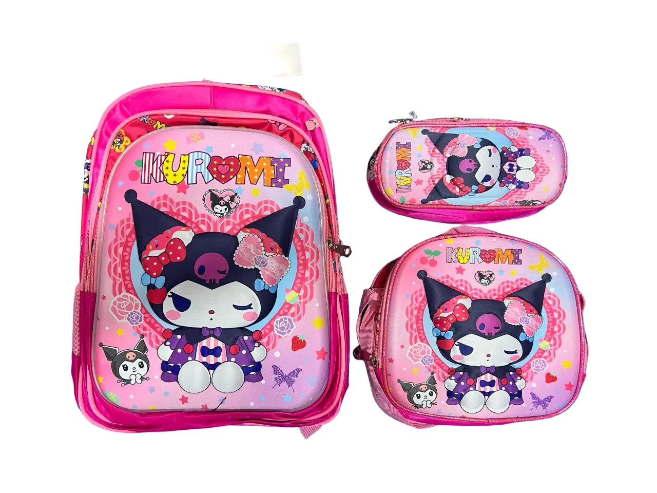 Set de Maleta Escolar Infantil x3 con Diseño 3D y Luces LED (Maleta + Lonchera + Cartuchera)