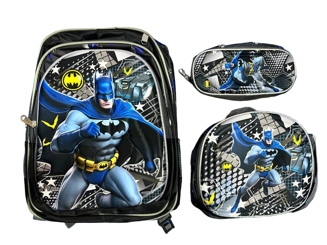 Set de Maleta Escolar Infantil x3 con Diseño 3D y Luces LED (Maleta + Lonchera + Cartuchera)