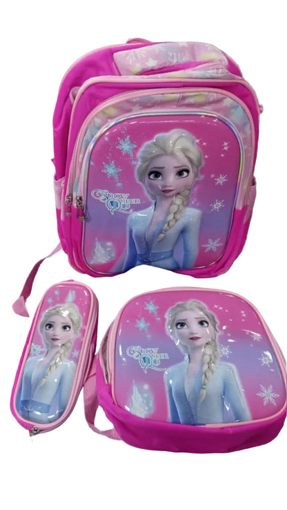 Set de Maleta Escolar Infantil x3 con Diseño 3D y Luces LED (Maleta + Lonchera + Cartuchera)